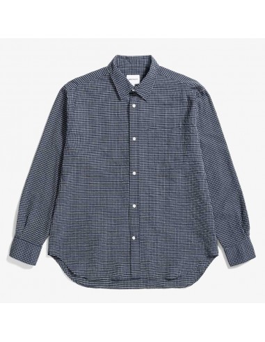 Norse Project - Chemise oversize à carreaux - Marine brillant des détails fins