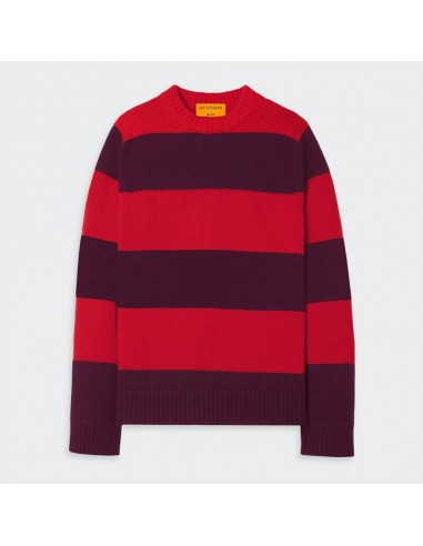 Guest In Residence - Pull Stripe Crew - Rouge & Prune français